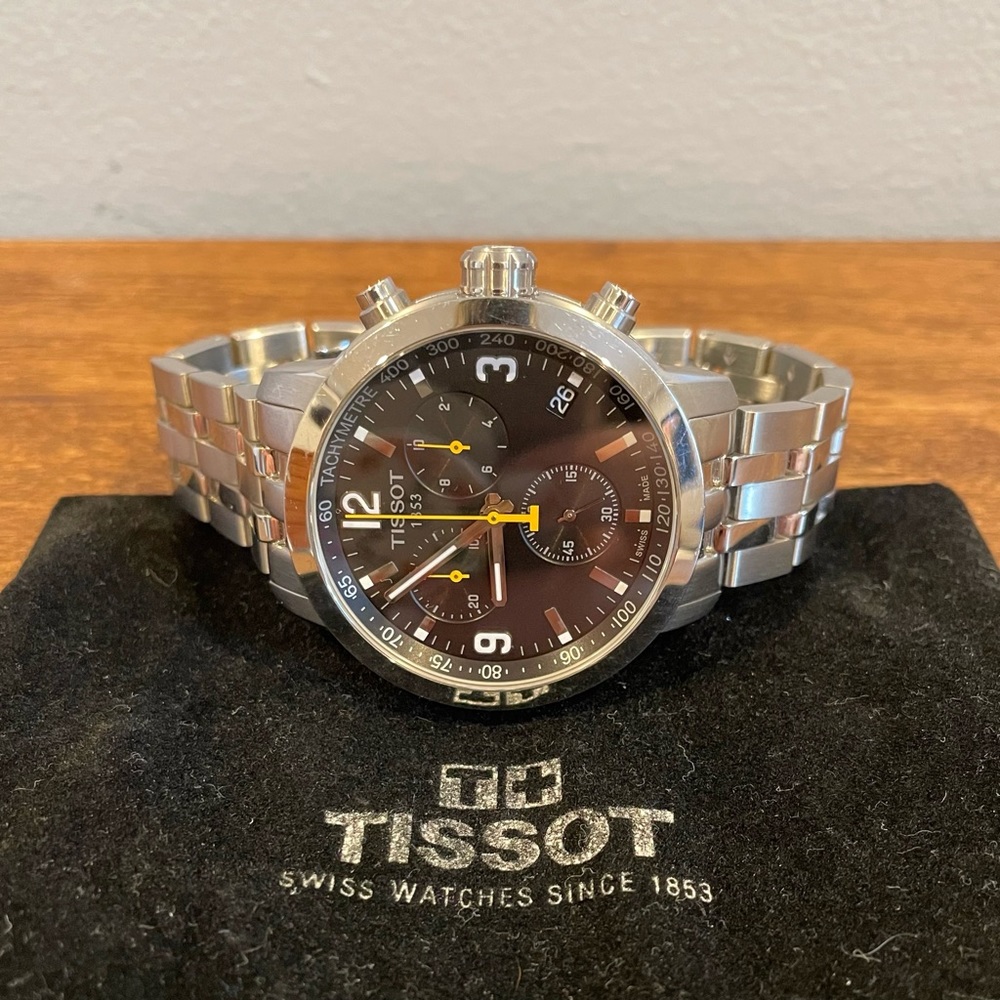 TISSOT PRC 200 Chronograph Watch - 43mm Stainless Steel Band - EUC